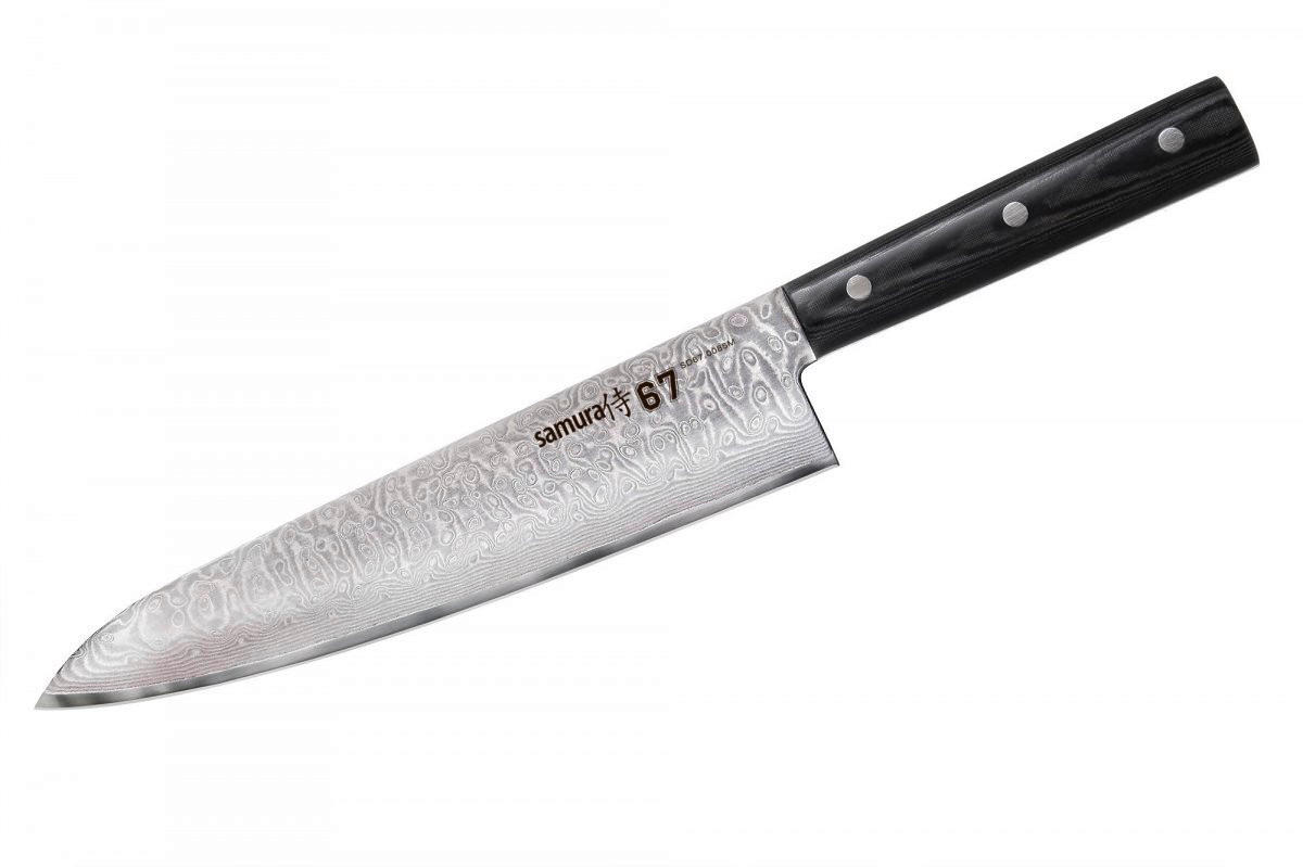 NOŽ ŠEFA KUHINJE DAMASCUS 67 33/4,6/2 cm oplemenjeni čelik - srebrne boje/crna, Basics, drvni materijal/metal (33/4,6/2cm) - Samura