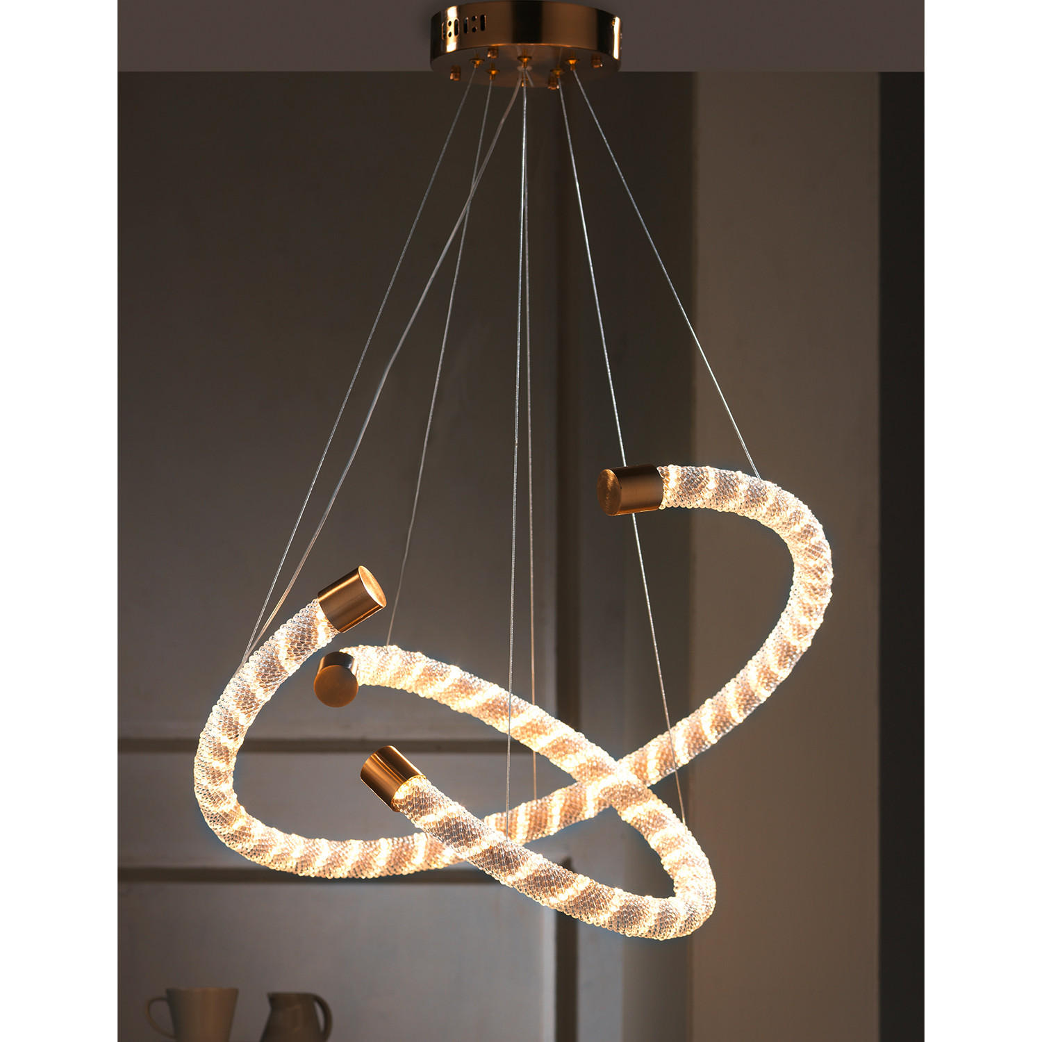 LED-HÄNGELEUCHTE CLOTILDE 60/60/110 cm   - Goldfarben, Design, Glas/Metall (60/60/110cm)