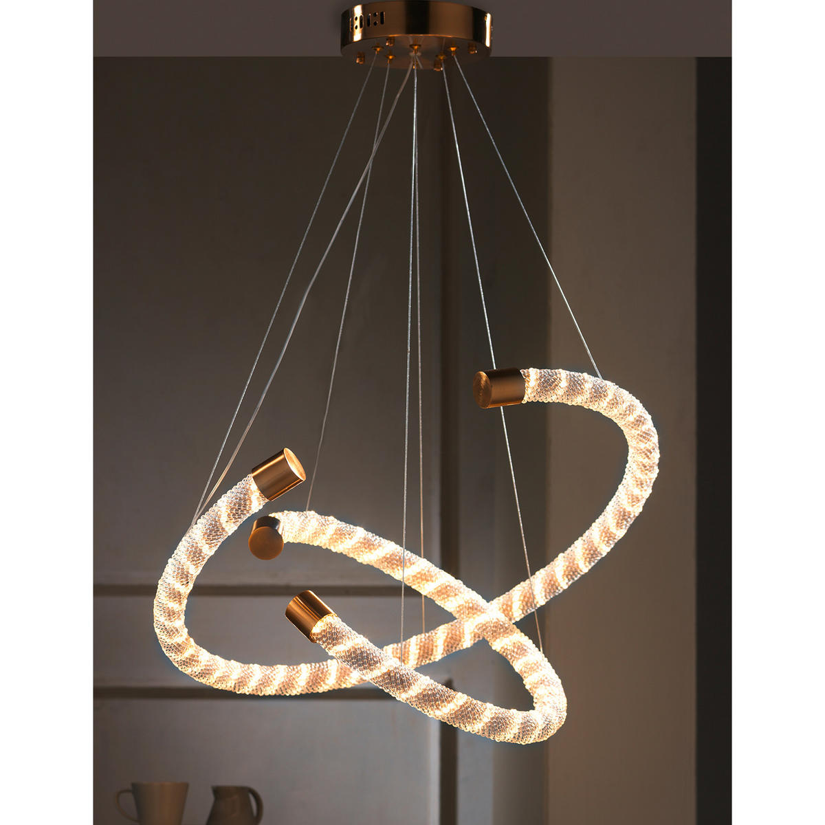 LED-HÄNGELEUCHTE 60/60/110 cm  - Goldfarben, Design, Glas/Metall (60/60/110cm)