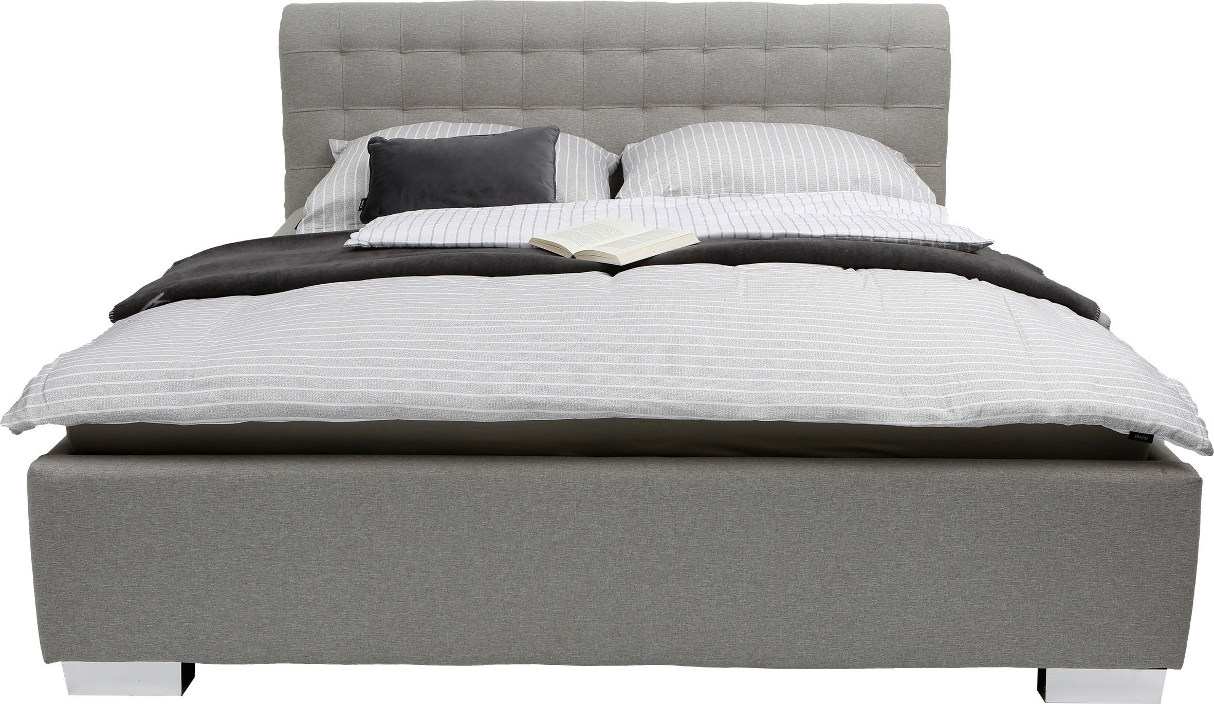 KÁRPITOZOTT ÁGY  világosszürke  - világosszürke/krómszínű, Basics, műanyag/faalapú anyag (192/110/220cm) - Hom`in