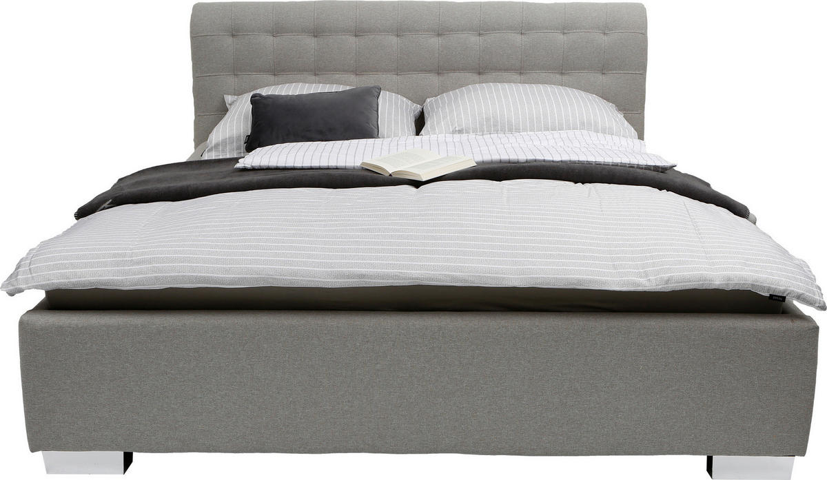 KÁRPITOZOTT ÁGY  világosszürke  - világosszürke/krómszínű, Basics, műanyag/faalapú anyag (192/110/220cm) - Hom`in