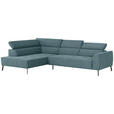 ECKSOFA Türkis Feincord  - Türkis/Schwarz, Design, Textil/Metall (205/280cm) - Xora