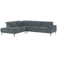ECKSOFA Grau Chenille Kopfteilverstellung, Sitztiefenverstellung  - Schwarz/Grau, Design, Textil/Metall (243/307cm) - Xora