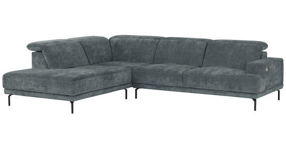 ECKSOFA Grau Chenille Kopfteilverstellung, Sitztiefenverstellung  - Schwarz/Grau, Design, Textil/Metall (243/307cm) - Xora