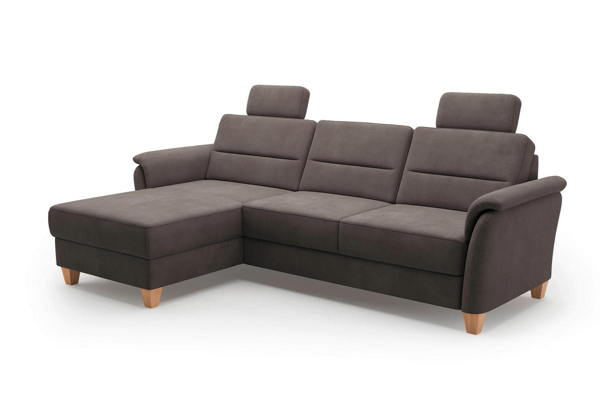 ECKSOFA PALMERA V Dunkelbraun Flachgewebe  - Eichefarben/Dunkelbraun, KONVENTIONELL, Holz/Textil (163/244cm) - Sit & More