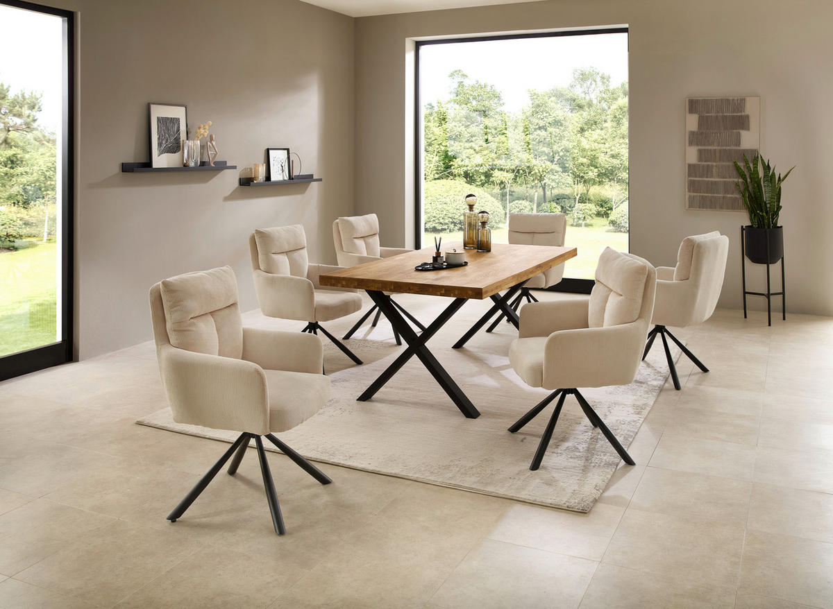 ESSTISCH in Holz, Metall 180/100/76 cm  - Eichefarben/Schwarz, Modern, Holz/Metall (180/100/76cm) - Livetastic