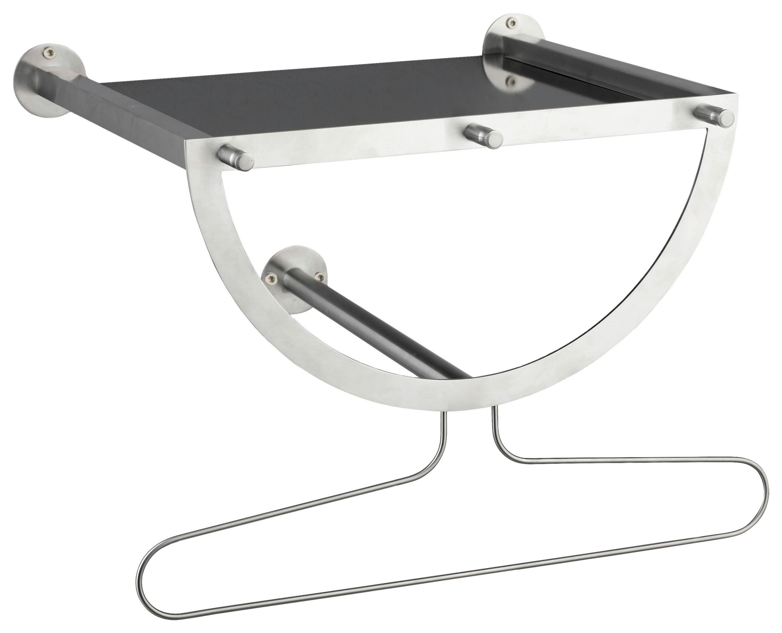 WANDGARDEROBE  in Schwarz, Edelstahlfarben  - Edelstahlfarben/Schwarz, Design, Glas/Metall (45/32/33,5cm)
