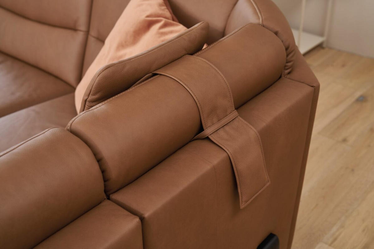 SAROKKANAPÉ bőr barna  - barna/antracit, Design, bőr/fém (249/278cm) - Himolla