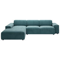 ECKSOFA Cord Petrol  - Petrol/Schwarz, Design, Kunststoff/Textil (189/300cm) - Pure Home Lifestyle