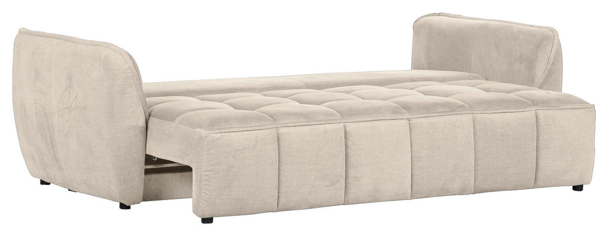 SCHLAFSOFA  mit Liegefunktion, Schlafen auf Sitzhöhe, Rücken echt Flachgewebe Beige  - Beige/Schwarz, KONVENTIONELL, Kunststoff/Textil (250/70/118cm) - Carryhome
