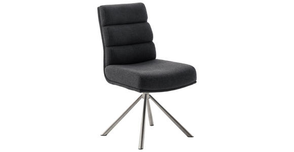 STUHL Webstoff Anthrazit, Edelstahlfarben  - Edelstahlfarben/Anthrazit, Design, Textil/Metall (47/90/64cm) - Dieter Knoll