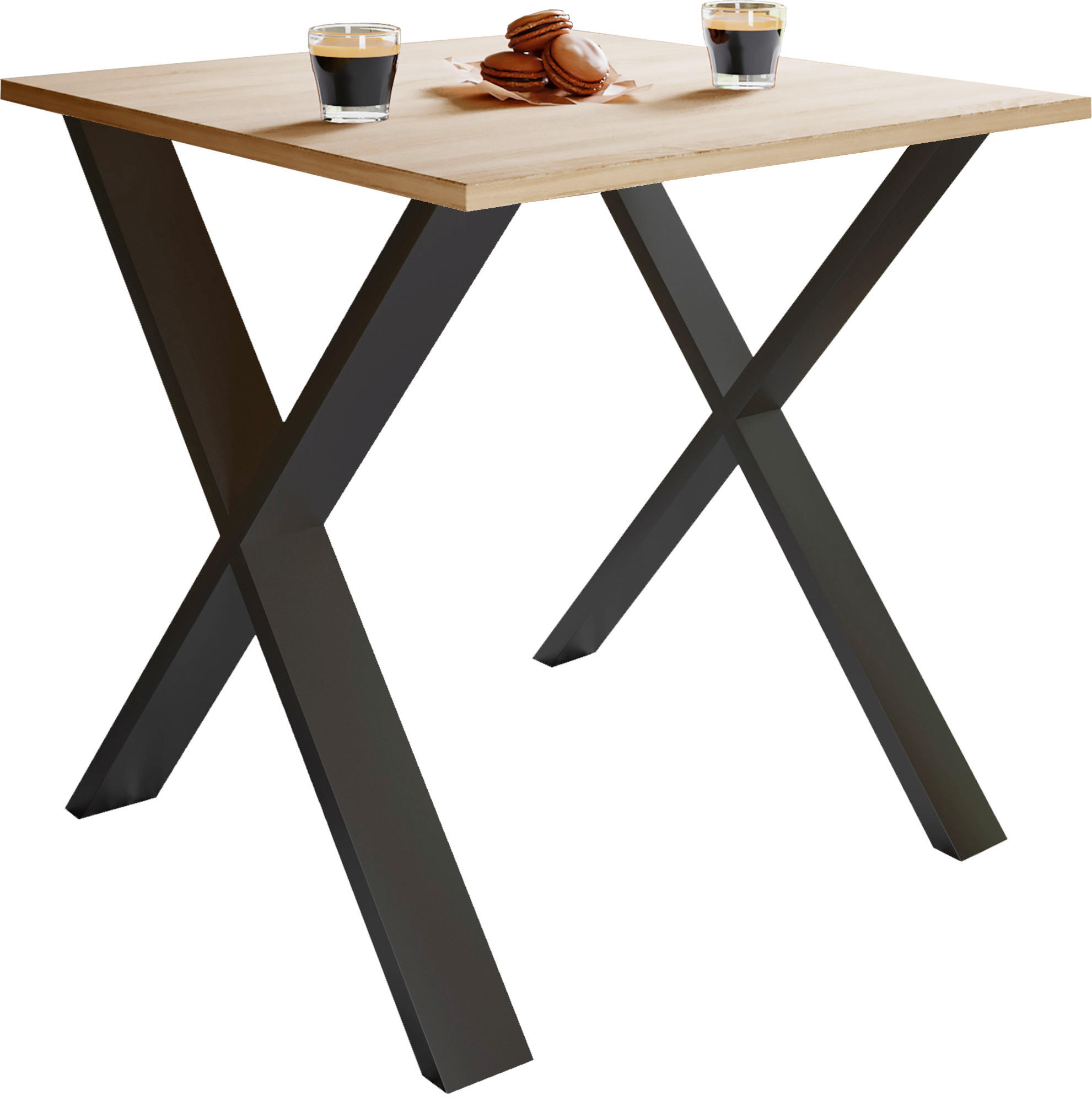 ESSTISCH in Holzwerkstoff 80/80/76 cm  - Honigeiche/Schwarz, Basics, Holzwerkstoff (80/80/76cm) - MID.YOU