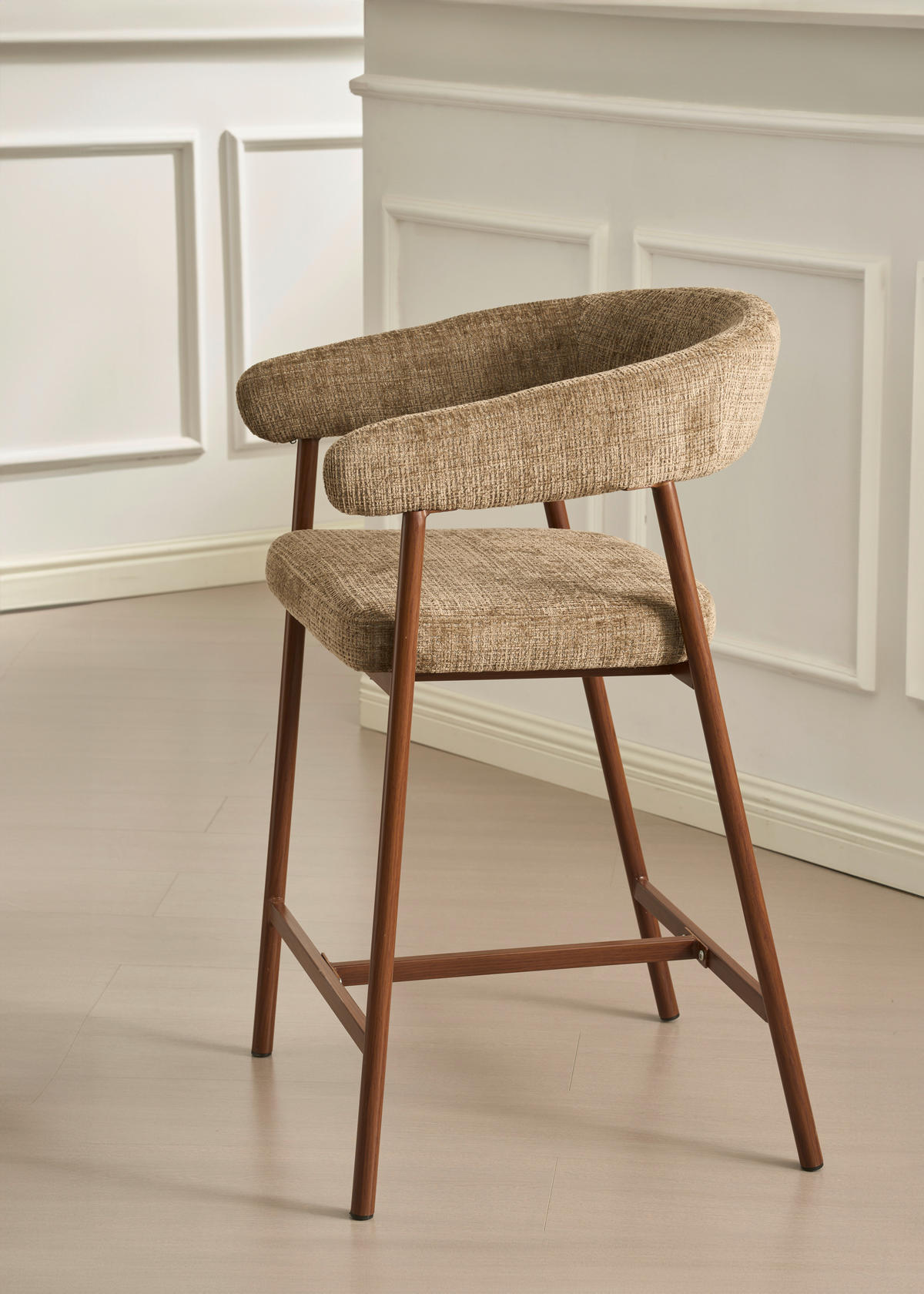 BARHOCKER in Braun, Walnussfarben  - Walnussfarben/Braun, MODERN, Holz/Textil (53/93/55cm) - Livetastic