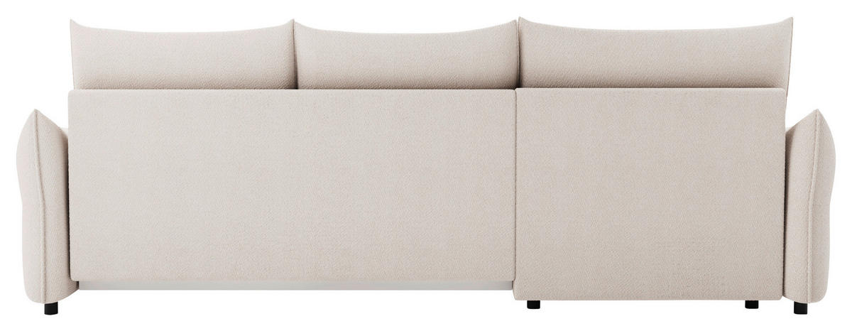 ECKSOFA Creme Webstoff Rückenkissen, Bettkasten, Schlaffunktion, Rücken echt, Liegefläche im Originalstoff  - Creme/Schwarz, KONVENTIONELL, Kunststoff/Textil (179/306cm) - Milino