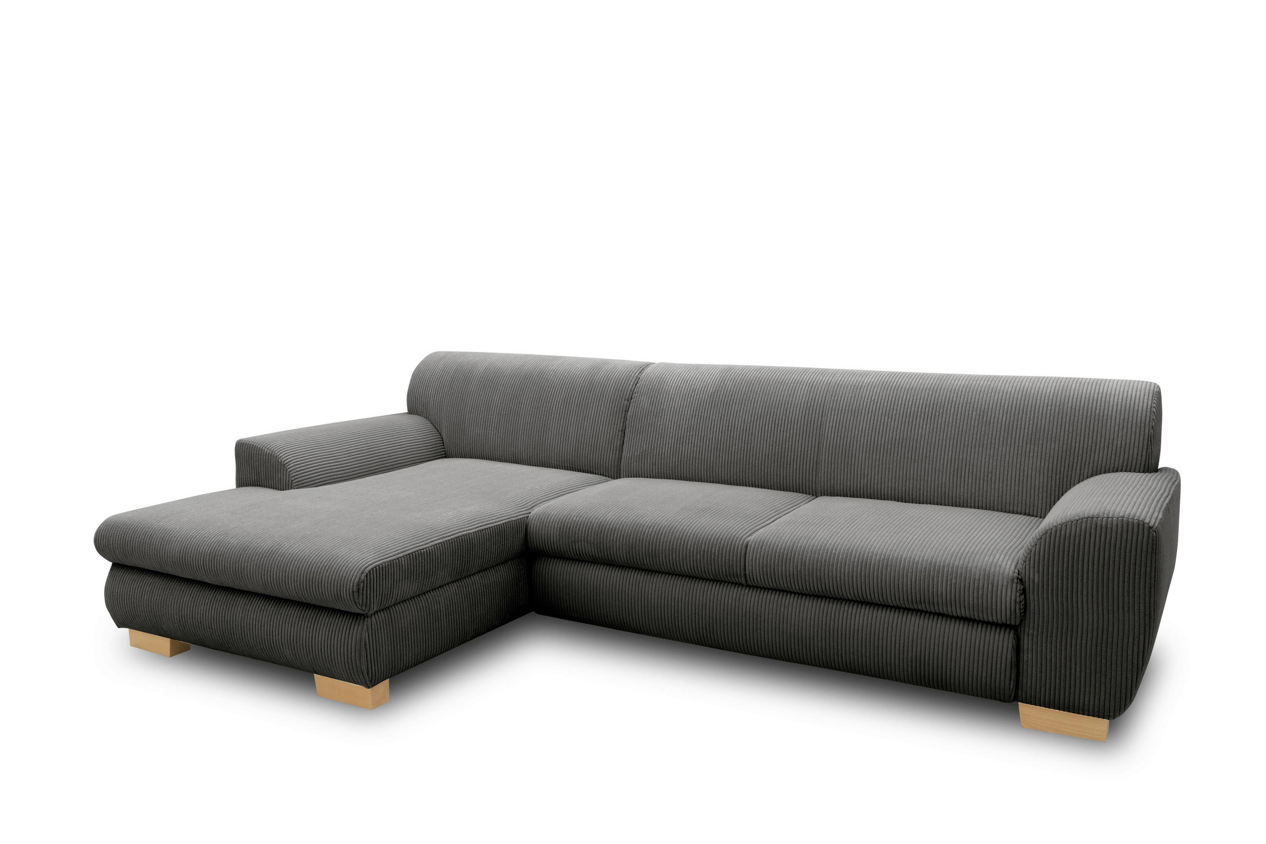 ECKSOFA NIKA Grau Webstoff  - Silberfarben/Grau, Basics, Holz/Textil (277/156cm) - MID.YOU