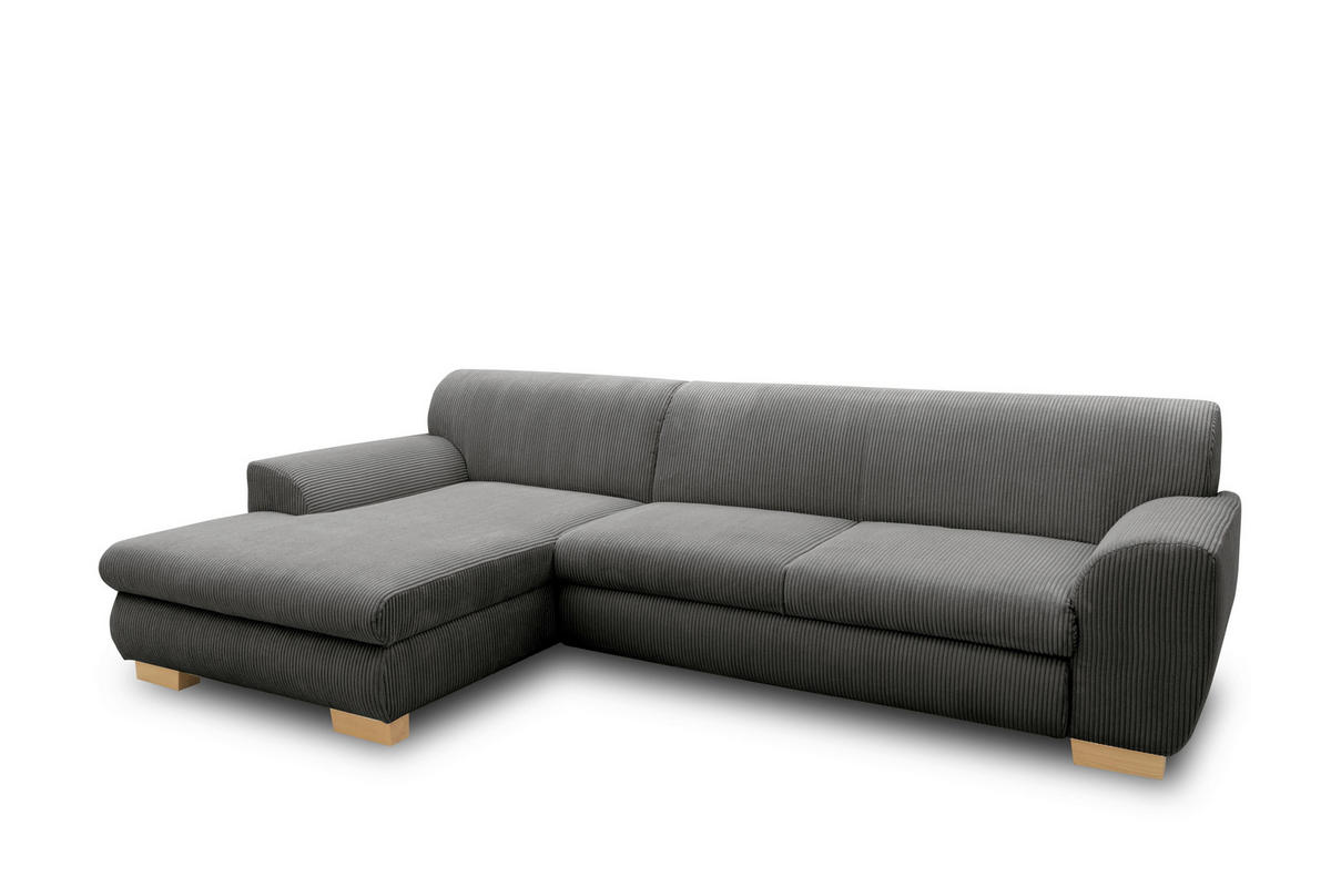 ECKSOFA NIKA Grau Webstoff  - Silberfarben/Grau, Basics, Holz/Textil (277/156cm) - MID.YOU