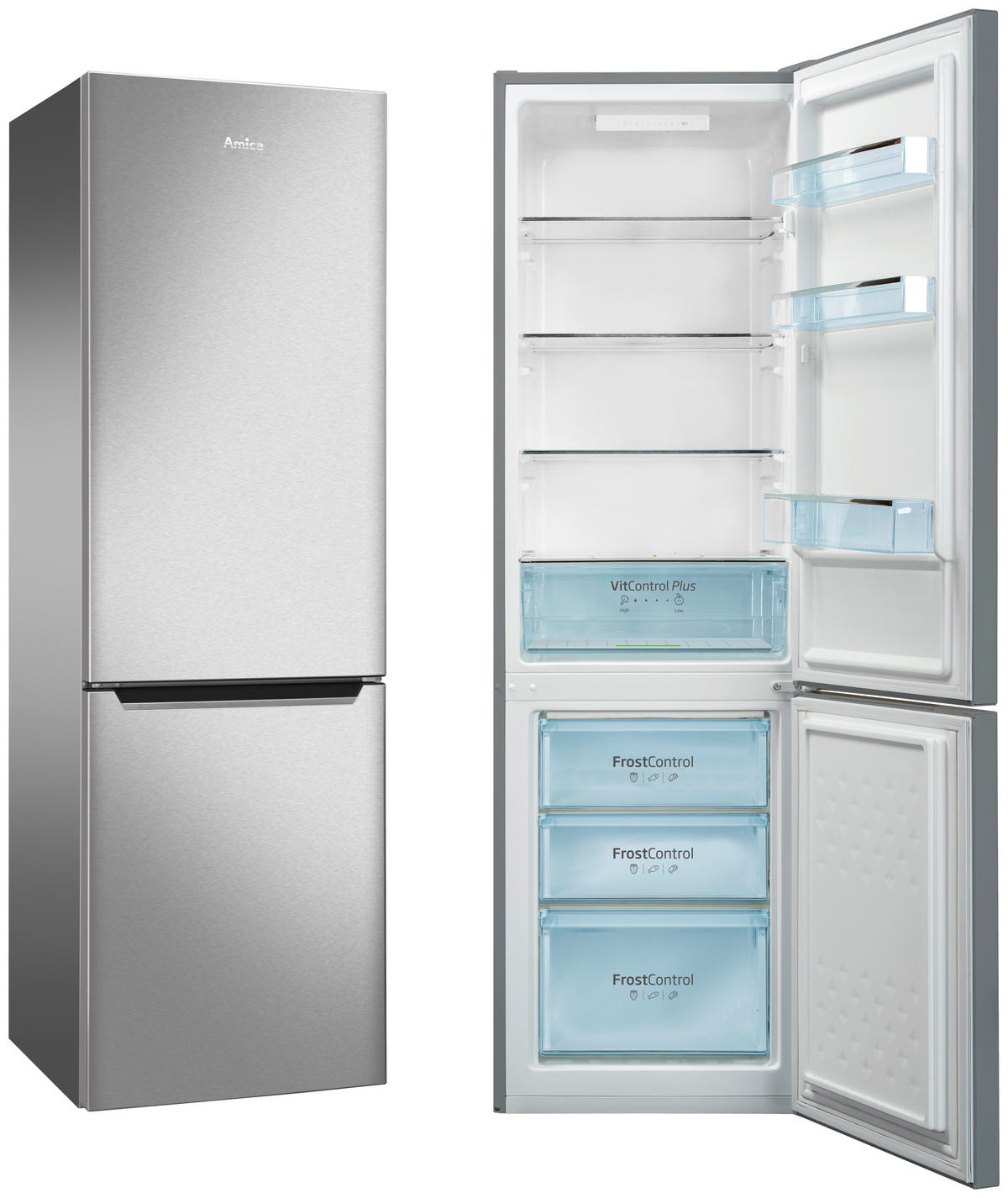 KÜHL-GEFRIER-KOMBINATION KGCL387150E  - Edelstahlfarben, Basics, Metall (54/170/59,5cm) - Amica