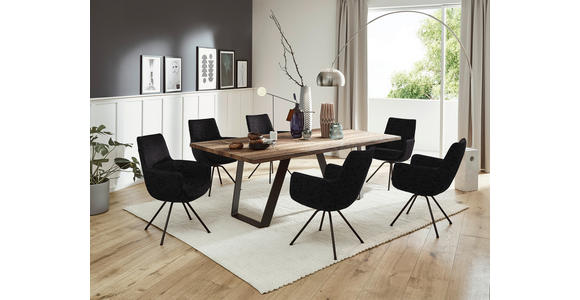 ARMLEHNSTUHL  Beinauswahl, Lederauswahl, Typenauswahl, Sitzfläche 360° drehbar   - Anthrazit/Schwarz, Design, Leder/Metall (60/90/61cm) - Dieter Knoll