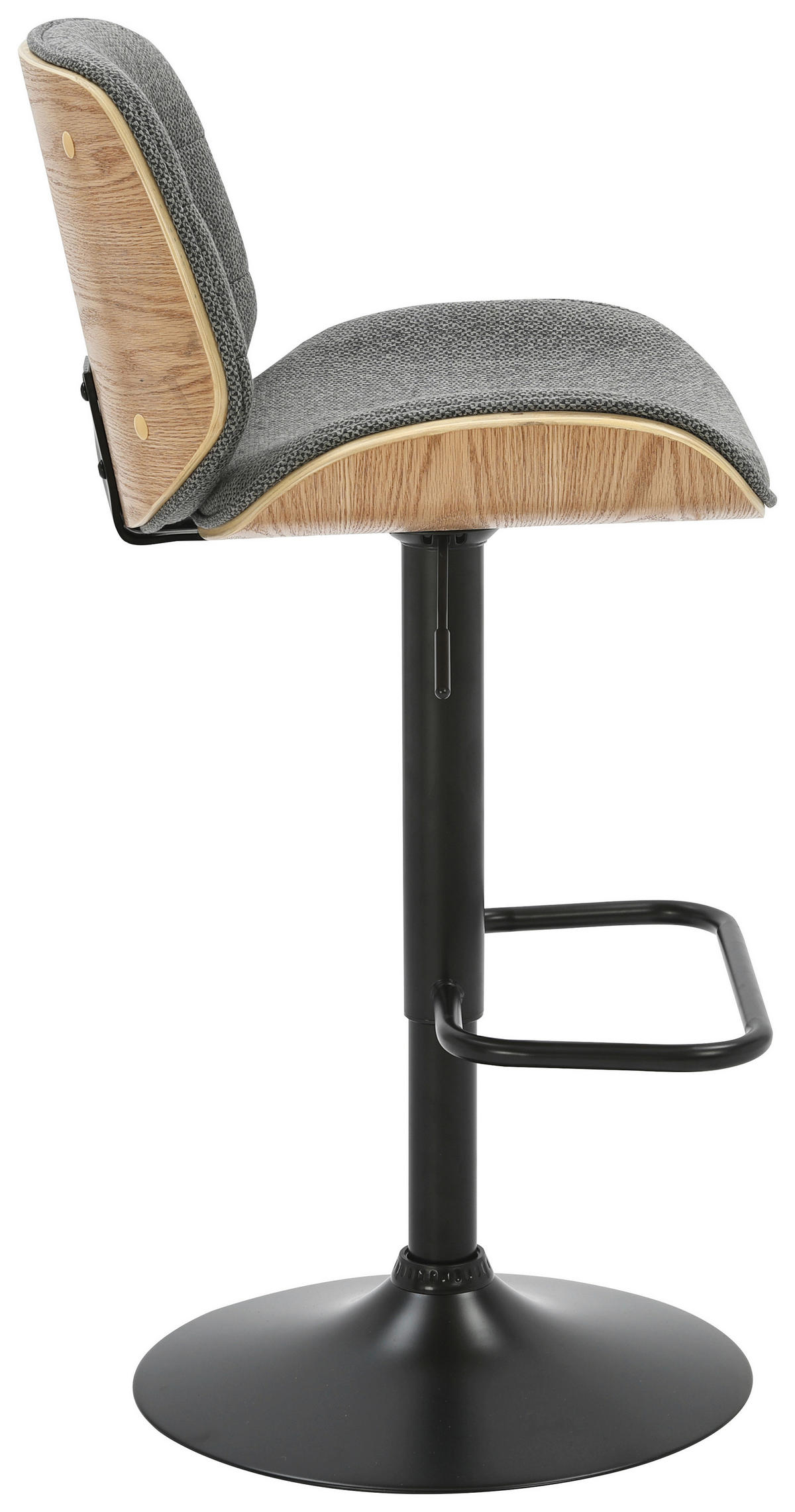 BARHOCKER in Naturfarben, Schwarz, Dunkelgrau  - Dunkelgrau/Schwarz, MODERN, Holz/Textil (47/87/109/50cm) - Livetastic