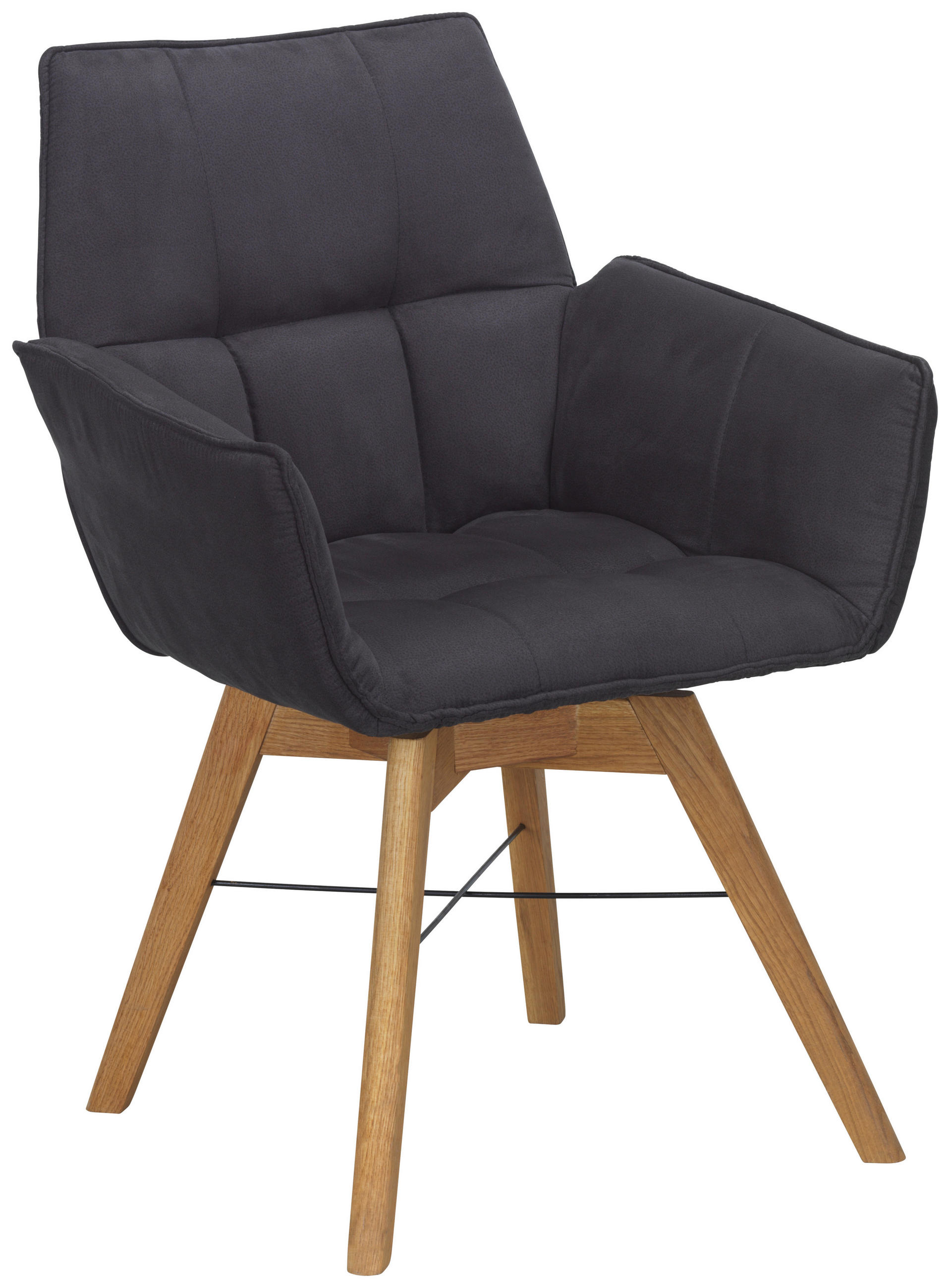 ARMLEHNSTUHL drehbar  in Flachgewebe  - Eichefarben/Schwarz, Design, Holz/Textil (61/87/63cm) - Waldwelt