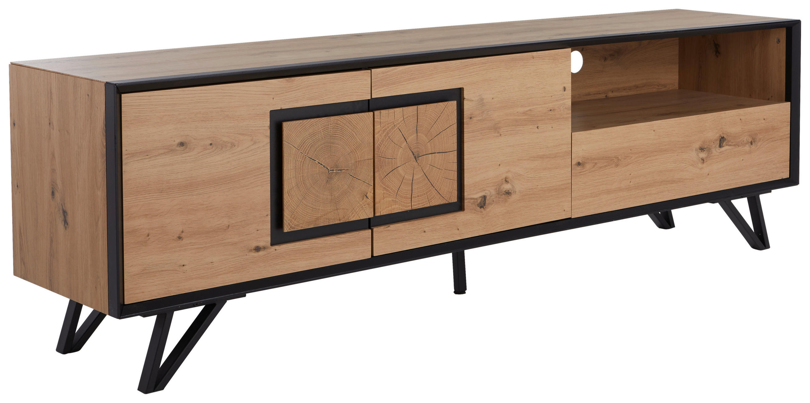 Xora NÍZKÁ KOMODA, černá, barvy dubu, 180/55/40 cm