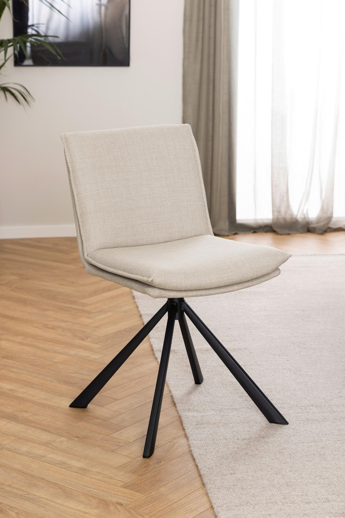 STOLICA  bež  tekstil      - bež/crna, Design, tekstil/metal (47/85/59cm) - MID.YOU