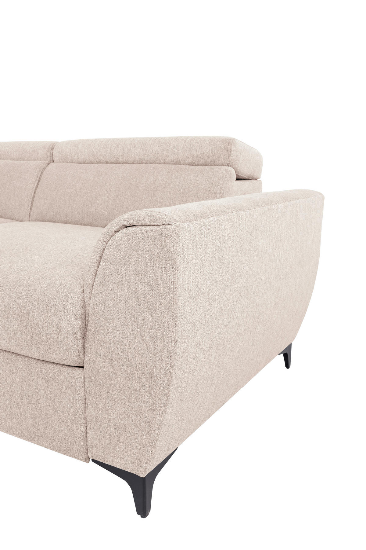 ECKSOFA in Velours Creme  - Creme/Schwarz, Konventionell, Textil/Metall (217/255cm) - MID.YOU