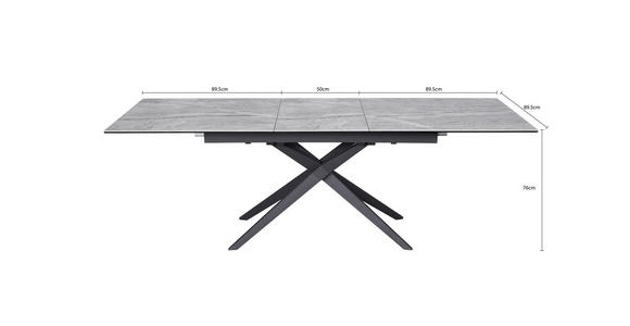 ESSTISCH in Metall, Glas, Keramik 180-230/90/76 cm - Schwarz/Grau, Design, Glas/Keramik (180-230/90/76cm) - Novel