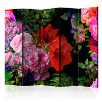 PARAVENT mit 5  Flügel - Rot/Schwarz, Basics, Holz/Textil (225/172/3cm) - artgeist