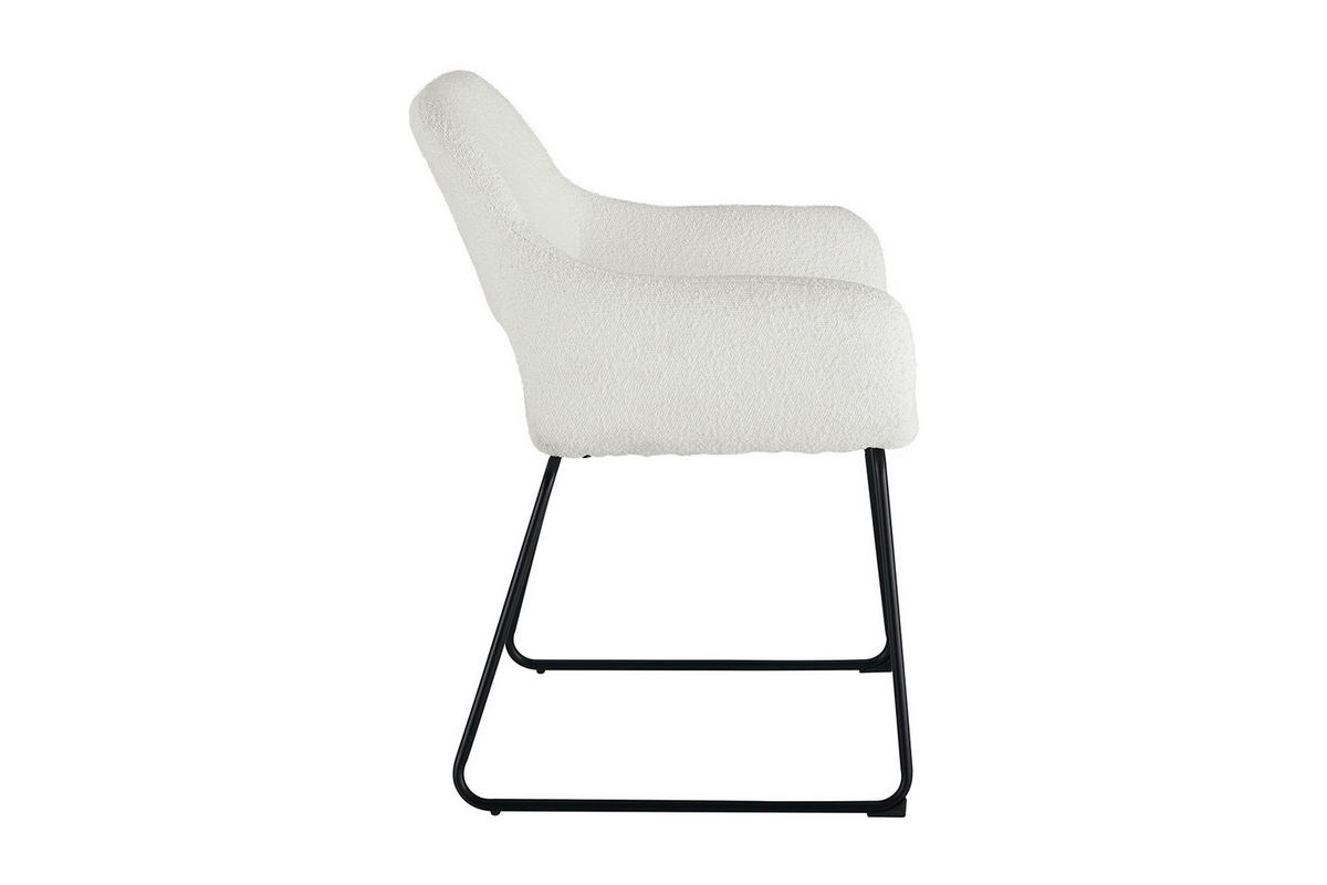STOLIČKA S PODRÚČKAMI, buklé, biela - čierna/biela, Modern, kov/textil (63,5/82,5/59cm) - Livetastic