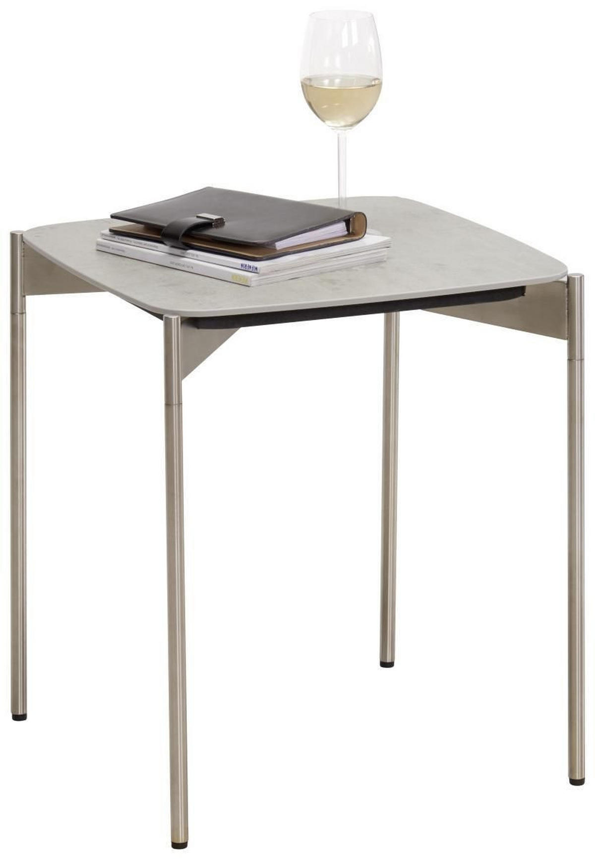 BEISTELLTISCH in Metall, Keramik 43/43/49 cm  - Edelstahlfarben/Grau, Design, Keramik/Metall (43/43/49cm) - Venjakob