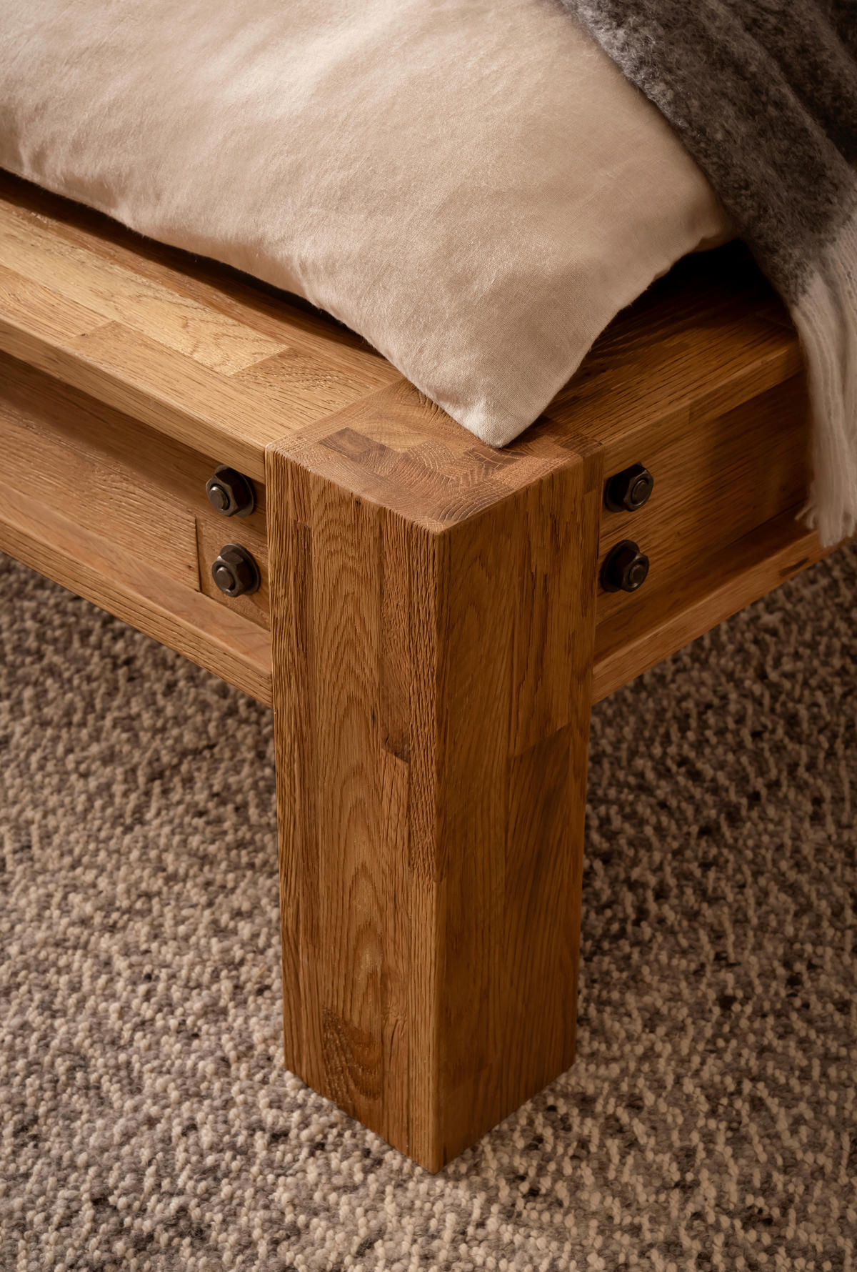 BALKENBETT 180/200 cm  Braun, Eichefarben   - Eichefarben/Braun, Natur, Holz (180/200cm) - Hasena