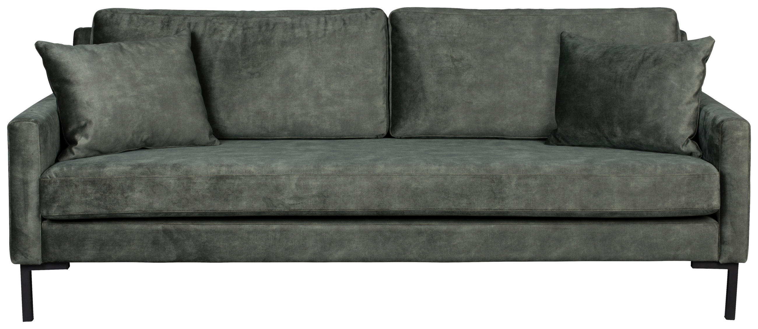 3-SITZER-SOFA Mikrofaser Waldgrün  - Waldgrün/Schwarz, Design, Textil/Metall (202/85/87cm) - Carryhome