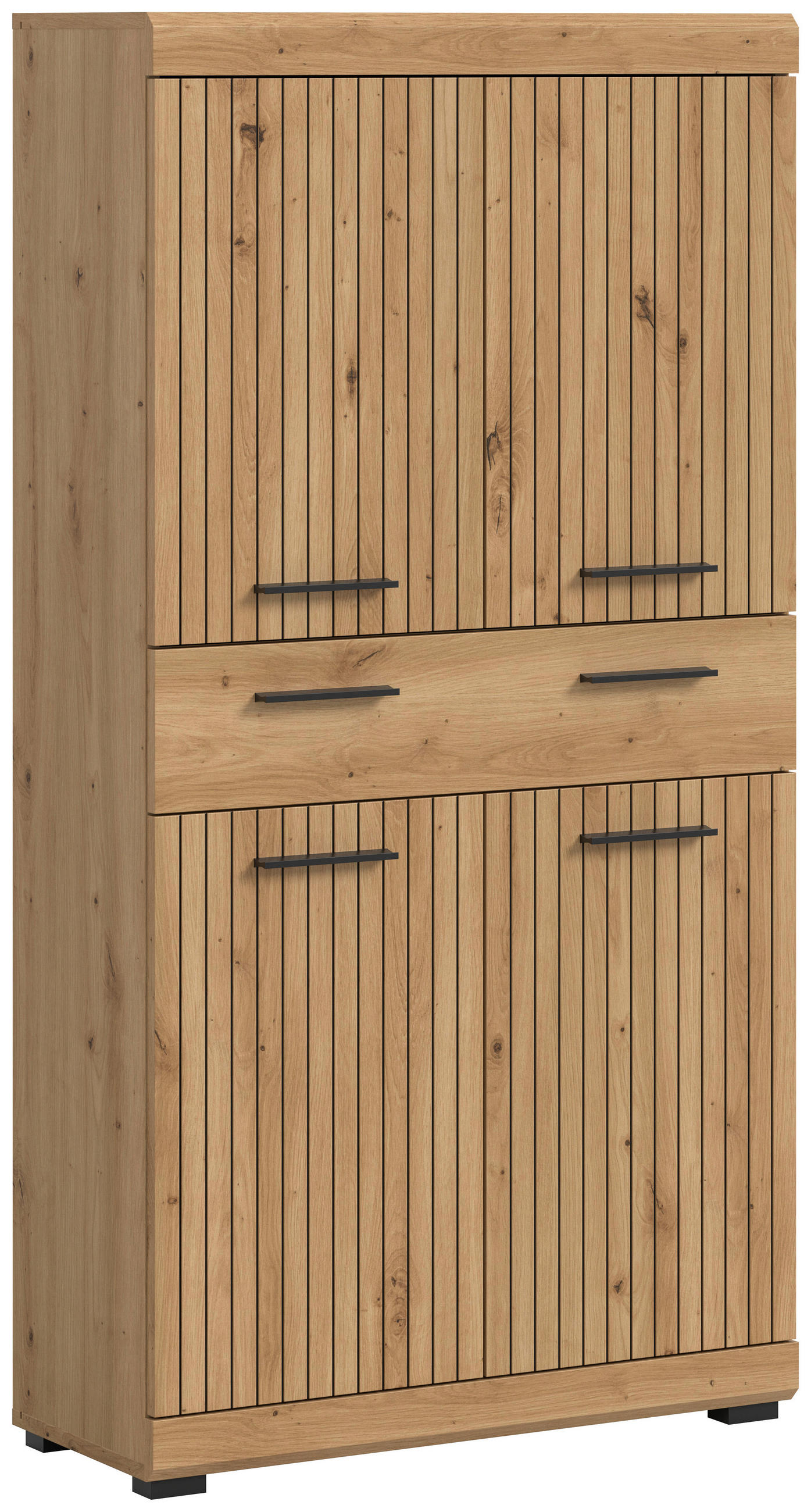 MIDISCHRANK 74/141/31 cm  - Schwarz/Eiche Artisan, Trend, Holzwerkstoff/Kunststoff (74/141/31cm) - MID.YOU