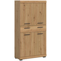 MIDISCHRANK 74/141/31 cm  - Schwarz/Eiche Artisan, Trend, Holzwerkstoff/Kunststoff (74/141/31cm) - MID.YOU