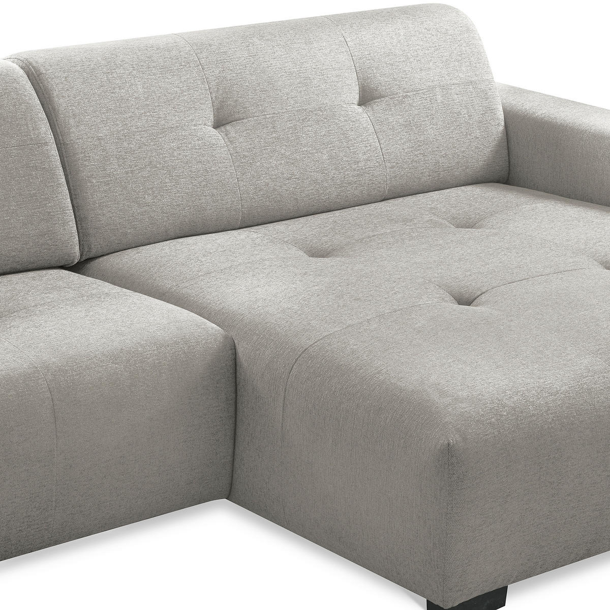 ECKSOFA AUSTIN Hellgrau Flachgewebe Sitztiefenverstellung  - Hellgrau/Schwarz, Design, Kunststoff/Textil (286/169cm) - Livetastic