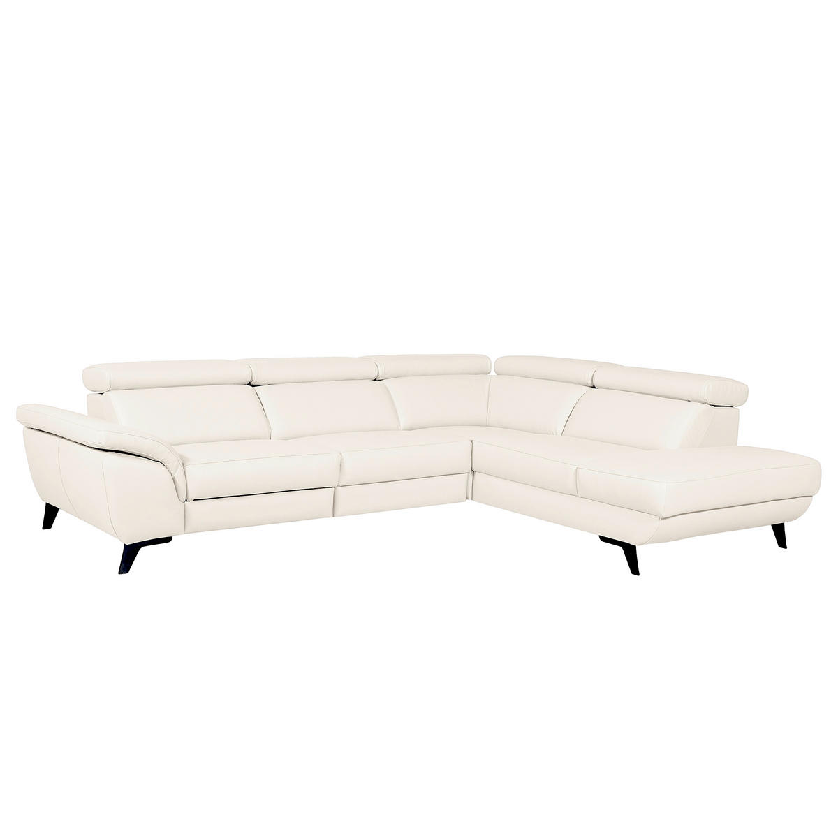 ECKSOFA DALLAS in Echtleder Creme  228/283 cm  - Creme/Schwarz, Design, Leder/Metall (228/283cm) - Livetastic