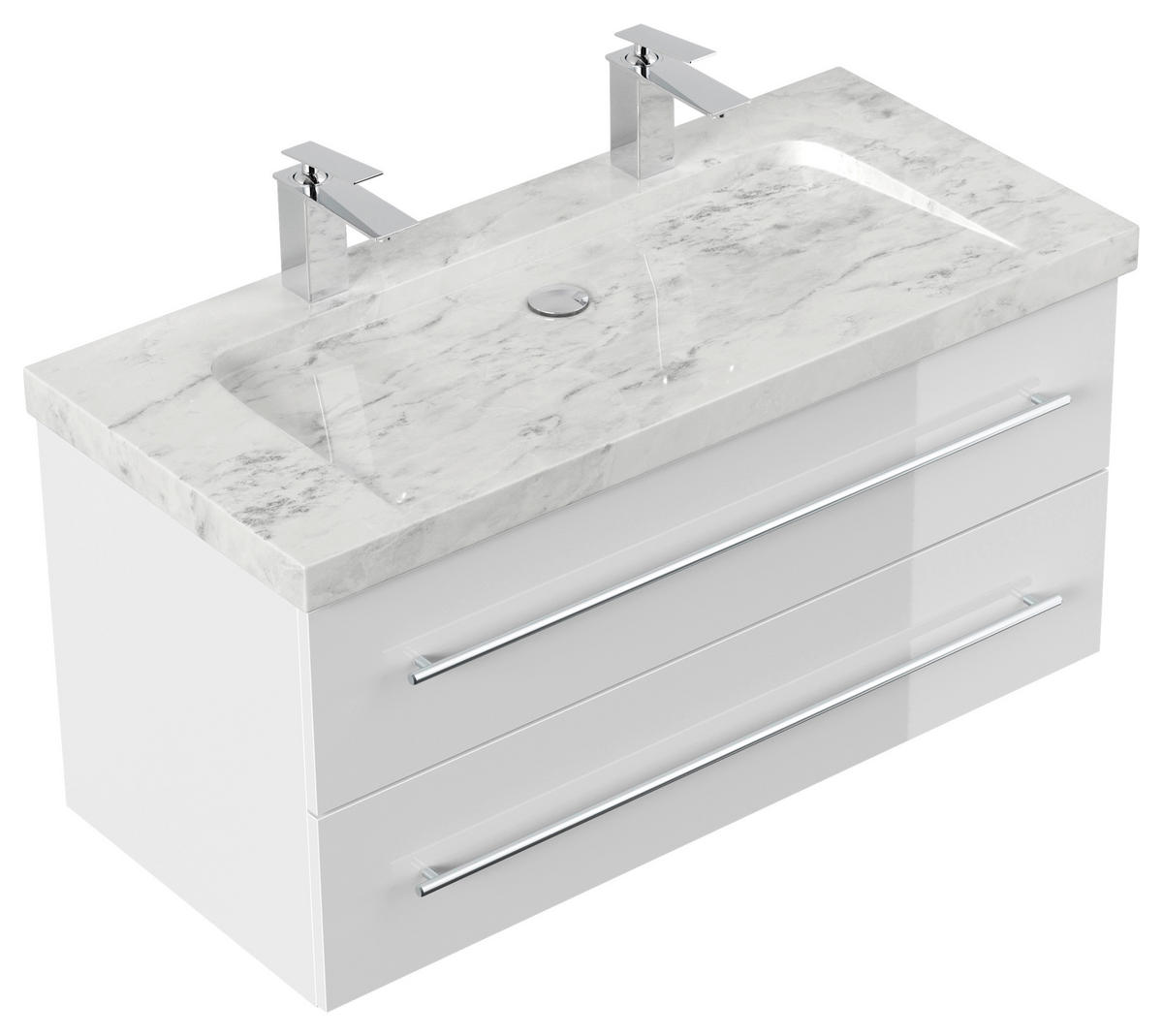 WASCHTISCHKOMBI 100 cm  - Weiß Hochglanz, Basics, Holzwerkstoff/Stein (100cm) - MID.YOU