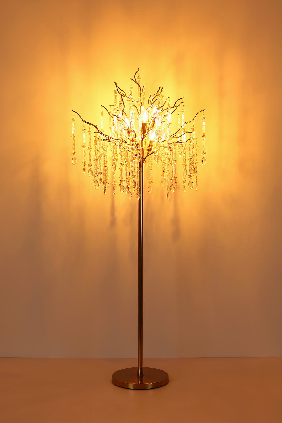 STEHLEUCHTE 55/165 cm    - Klar/Goldfarben, KONVENTIONELL, Glas/Kunststoff (55/165cm) - Globo