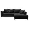 ECKSOFA Schwarz Velours  - Schwarz, Design, Textil/Metall (277/187cm) - Livetastic