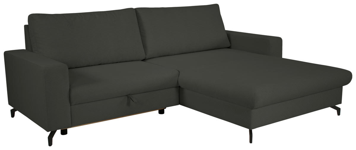 ECKSOFA CLARA Anthrazit Rückenkissen, Bettkasten, Liegefläche im Originalstoff  - Anthrazit, MODERN, Textil (240/177cm) - P & B