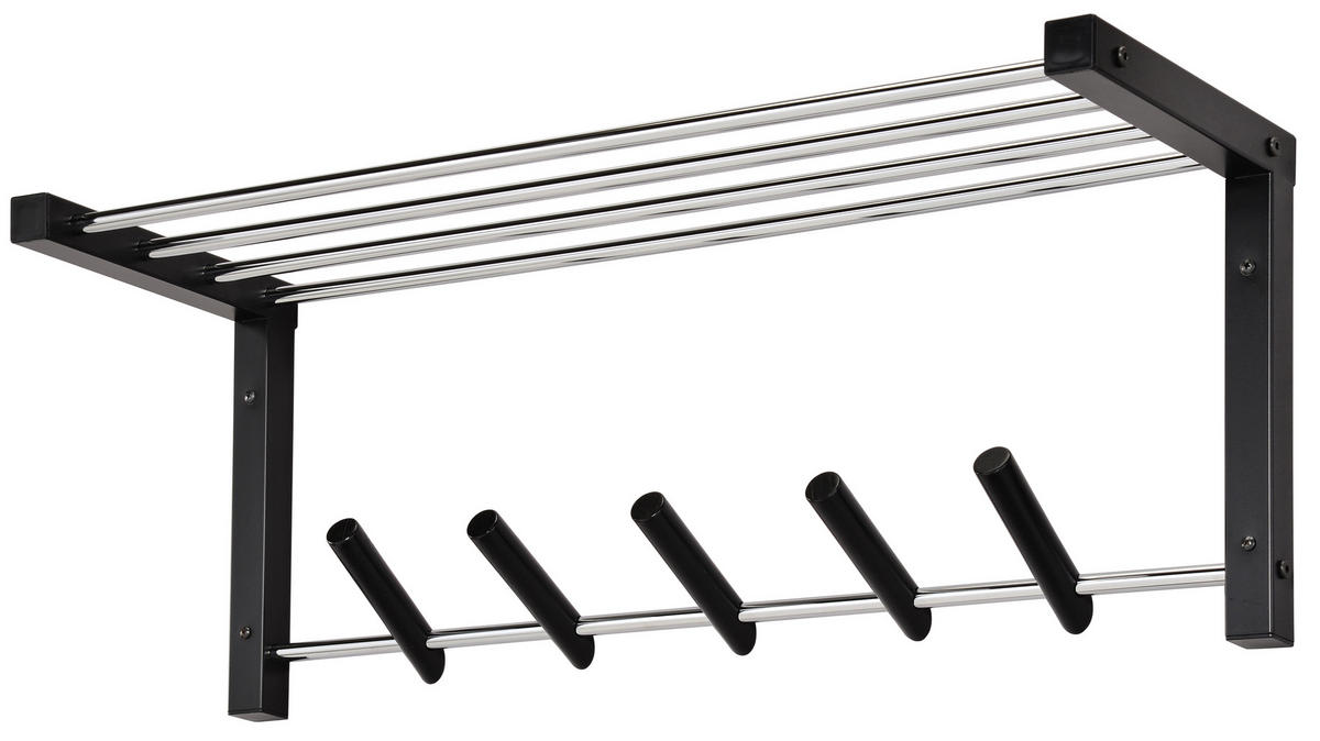 VÄGGHÄNGARE 79/30/25 cm  - kromfärg/svart, Klassisk, metall/trä (79/30/25cm) - Based
