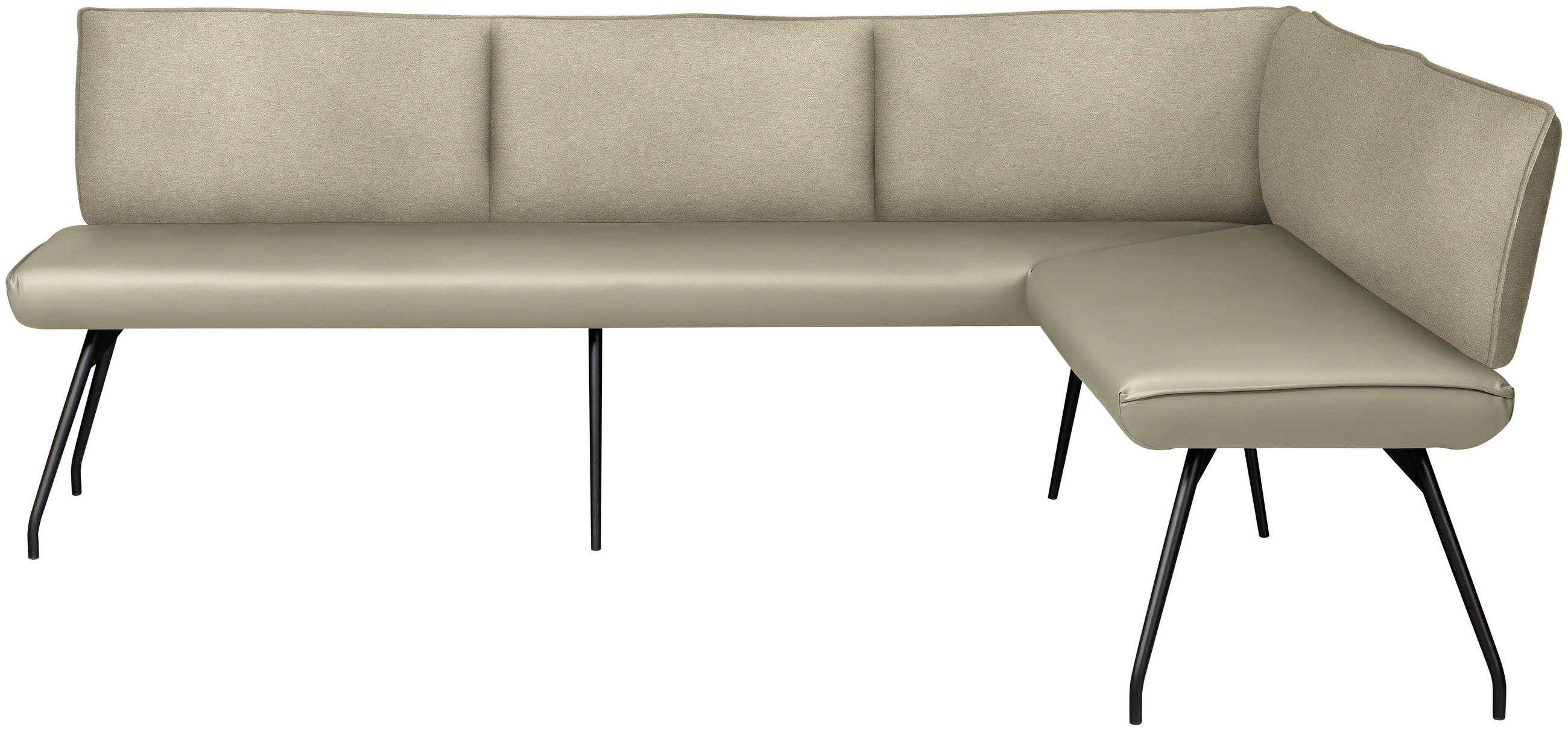 ECKBANK 225/165 cm  in Creme  - Creme/Schwarz, Design, Textil/Metall (225/165cm) - Moderano