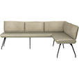 ECKBANK 225/165 cm  in Creme  - Creme/Schwarz, Design, Textil/Metall (225/165cm) - Moderano