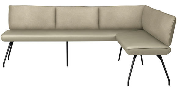 ECKBANK 225/165 cm  in Creme  - Creme/Schwarz, Design, Textil/Metall (225/165cm) - Moderano
