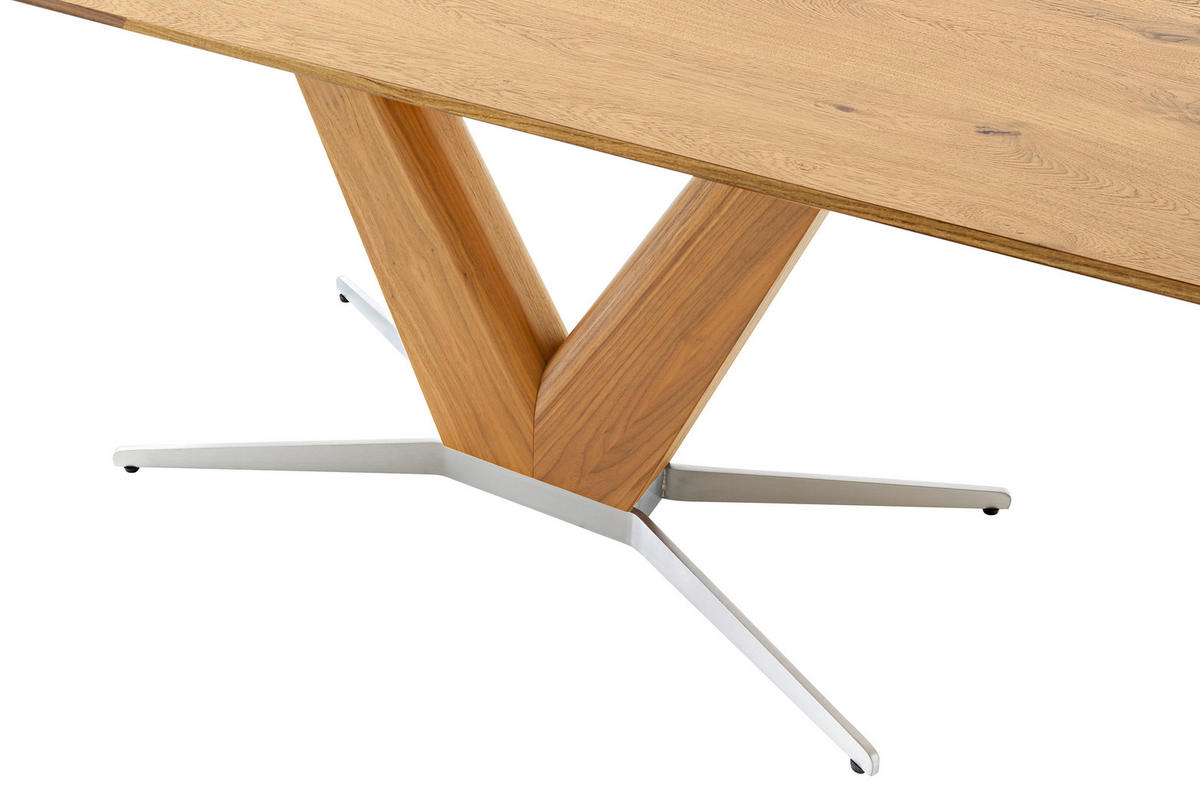 ESSTISCH 200/100/76 cm Echtholz  Holz, Metall in verschiedenen Größen erhältlich, in verschiedenen Holzarten erhältlich, Variantenauswahl rechteckig Edelstahlfarben, Eiche Bianco  - Eiche Bianco/Edelstahlfarben, Design, Holz/Metall (200/100/76cm) - Koinor