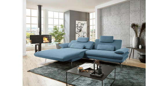 ECKSOFA Blau Webstoff  - Blau/Schwarz, Design, Textil/Metall (184/284cm) - Dieter Knoll