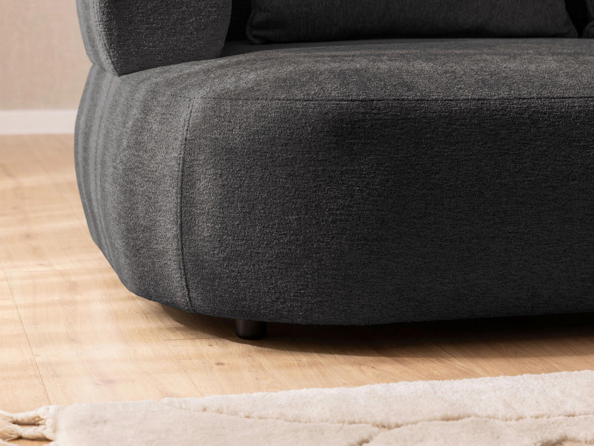 ECKSOFA in Chenille Schwarz  256/156 cm  - Schwarz, Design, Kunststoff/Textil (256/156cm) - Livetastic