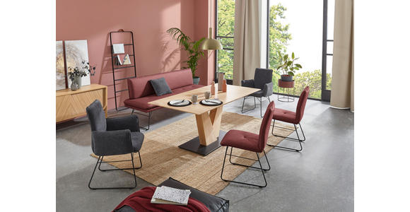 SITZBANK in Metall, Textil Schwarz, Bordeaux  - Bordeaux/Schwarz, Design, Textil/Metall (195/87/65cm) - Dieter Knoll