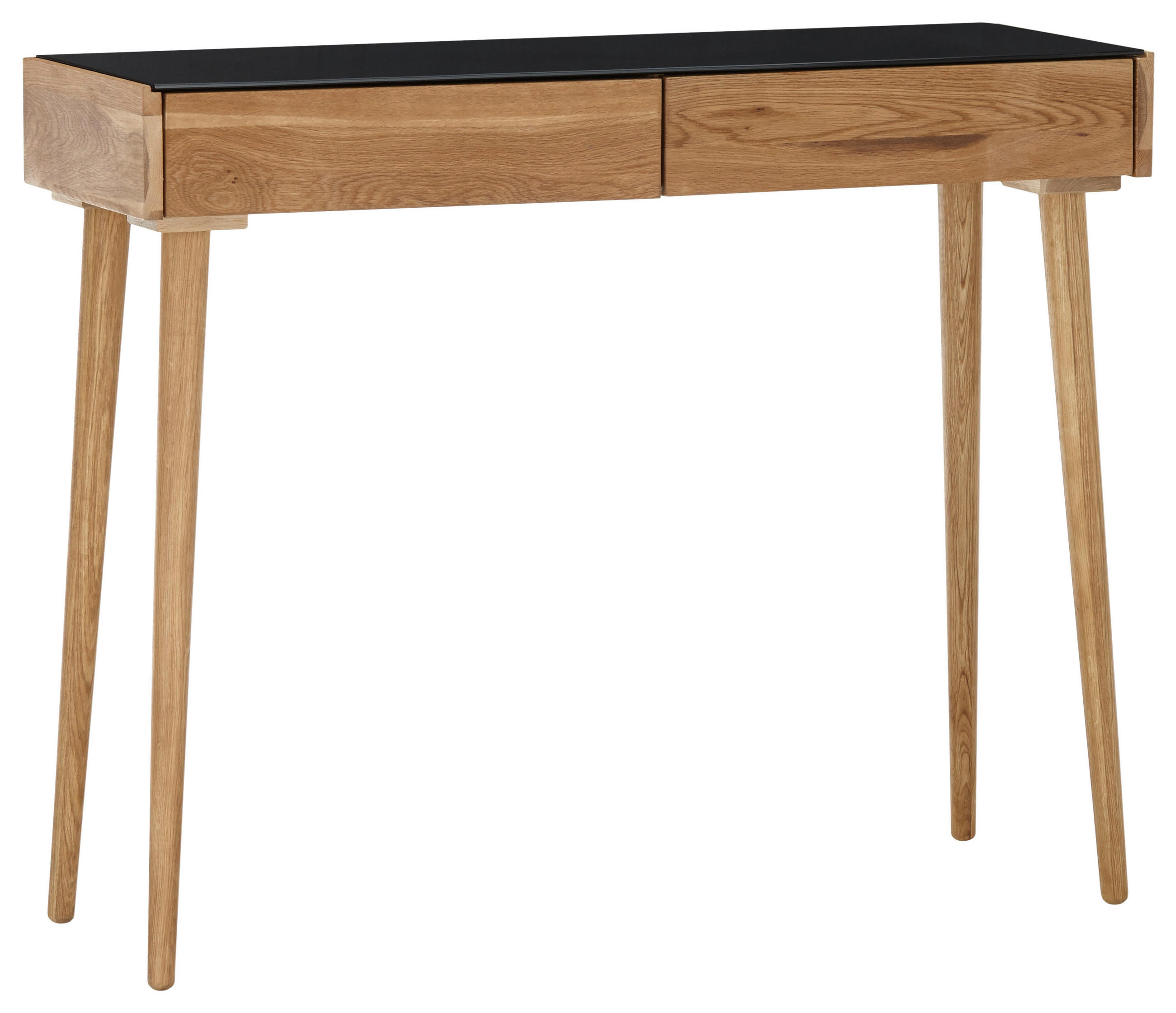 KONSOLENTISCH Eiche furniert Schwarz, Eichefarben  - Eichefarben/Schwarz, Natur, Glas/Holz (100cm)